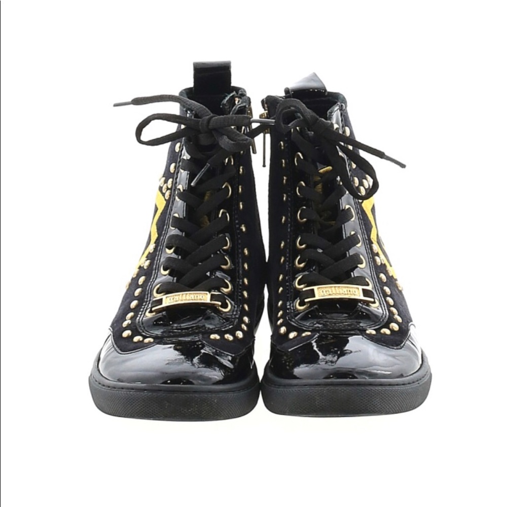 GALLIANO Leather Black Embroidery Sneakers Size 5